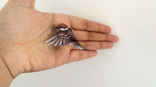 Художница создаёт трёхмерные рисунки, используя вместо холста свою руку (14 фото)